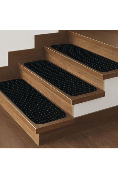 Stepmat Kare Benekli Bukle Halıdan Kaymaz Tabanlı Merdiven Basamak Paspası - ...