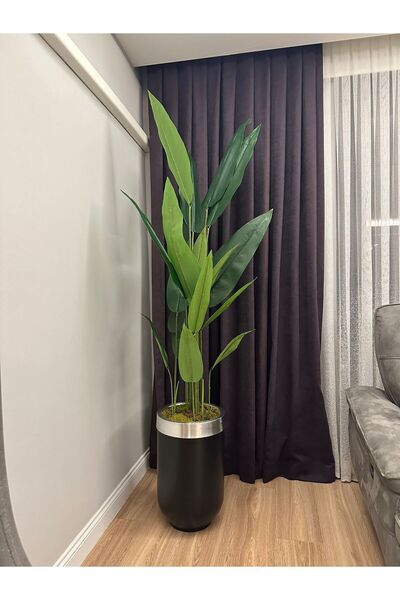 İremÇiçekçilik Yapay Çiçek Uygula 210 Cm 24 Yaprak Metal Saksıda Yapay Ağaç Köşe Çiçeği Yapaycicekuygula