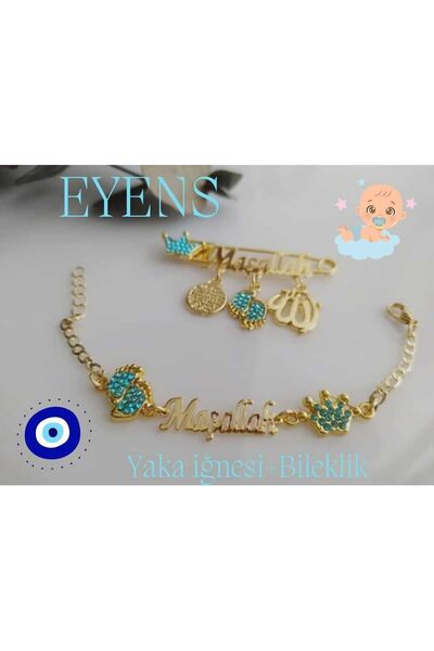 EYENS 2'li Maşallah Seti Mavi ( Yaka İğnesi + Bileklik )