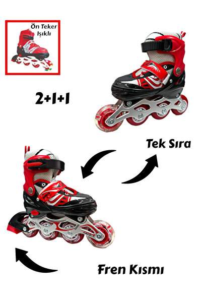YILDIRIM OYUNCAK Silikon Tekerli Paten Ayarlanabilir 2+1+1 VeTek Sıra Paten I...