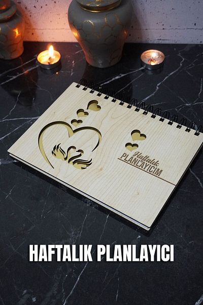 markcat Дървен планер Swan Love - Недатиран дневен ред - Седмичен планер (НЕЗАВЪРШЕН ПЛАНЕР) A5