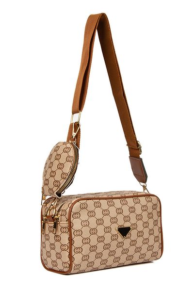 Adelina Bags Γυναικεία τσάντα ώμου με μοτίβο με λεπτομέρεια πορτοφολιού