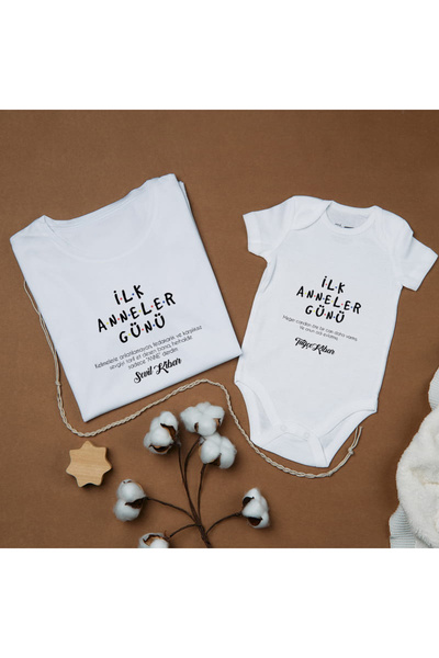 Lotus Baby İlk Anneler Günü Hediyesi Anne Bebek Kombini Tişört Body Seti