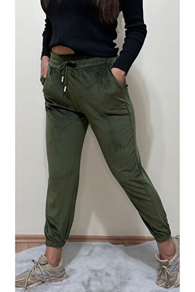 Lotus Boutique Fransız Kadife Eşofman Alt 2 Cepli Bel-Paça Lastikli