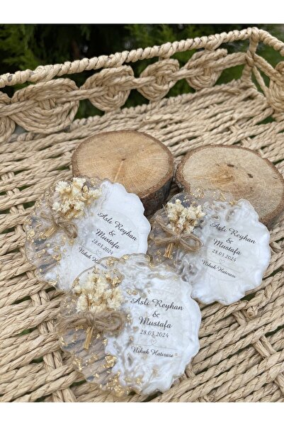 TURKAFONE Çiçekli Gold Epoksi Magnet (5 ADET) Düğün,söz,nişan,doğum Günü,mevl...