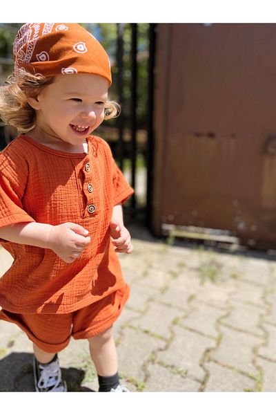 BEBEĞİME ÇORAP Organic Muslin Shorts and T-Shirt Set