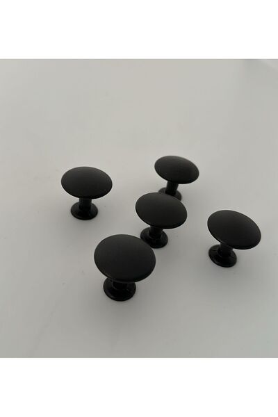 TRS MOBAKS Siyah Dolap Tek Vidalı Düğme Kulp (5 ADET) Mobilya Çekmece Vestiyer