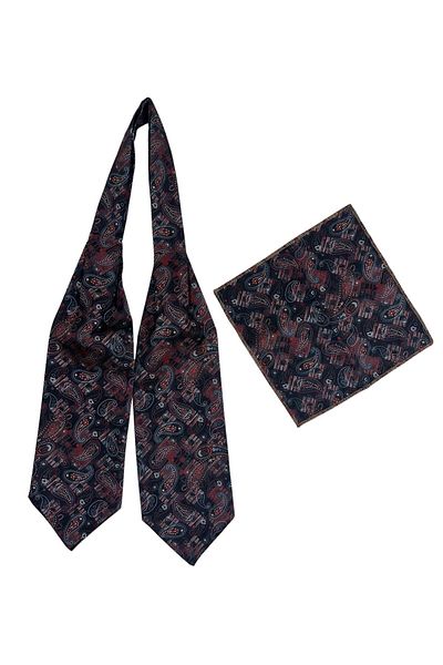 TMFASHİON Men's Ascot Scarf - Shawl Patterned, Self-Tied Neck Cover and Pocket Handkerchief Set