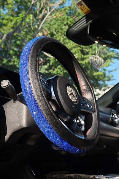 dizaynpark Saks Mavi Taşlı Direksiyon Kılıfı