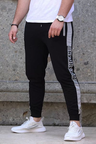 GÜLSELİ Ανδρικό φούτερ με στάμπα μαύρο Jogger - Ριμπ πόδι