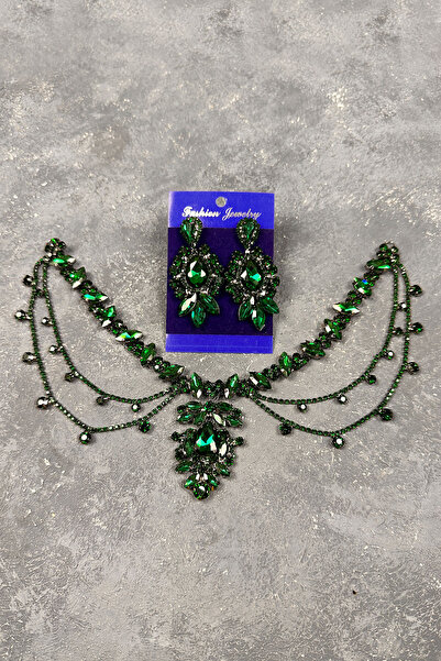 Limelia Set de păr pentru mireasă și nuntă cu ciucuri model Ahu verde - Set d...