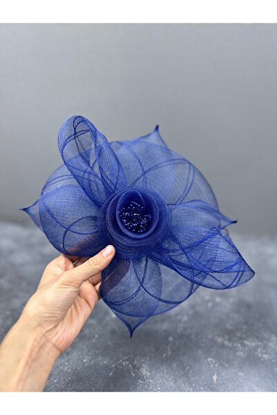 Limelia albastru cobalt Căciulă de mireasă și pălărie de nuntă cu design floral - Costum elegant pentru noaptea Henna