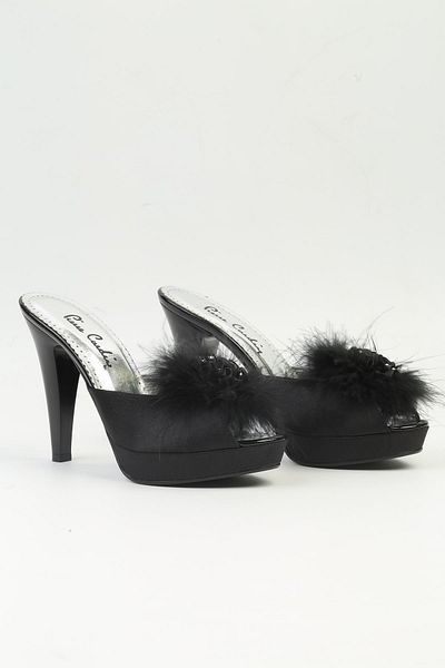 Pierre Cardin ® |    Pc-0009 - Satin Black-Women's Heeled Slippers
