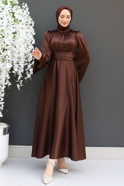 GİZ AGİYİM Bitter Brown Nazli Hijab Dress