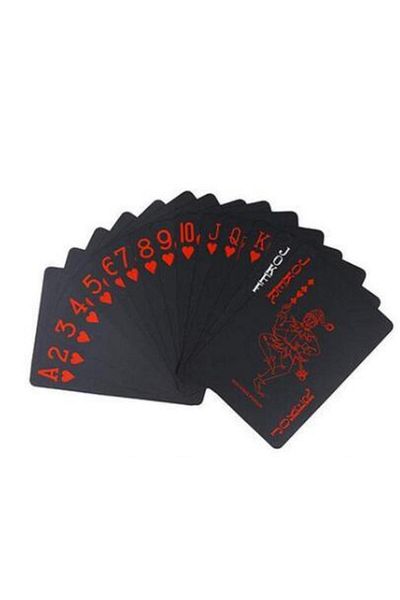 SPELT Playing Cards Deck Game Cards Waterproof Pvc Glossy Black Red Deck 8,7cm X 5,7cm 54pcs