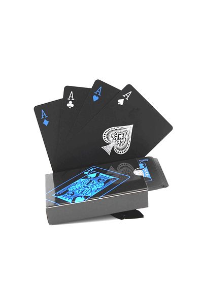SPELT Playing Cards Deck Game Cards Waterproof Pvc Shiny Black Blue Deck 8,7cm X 5,7cm 54pcs