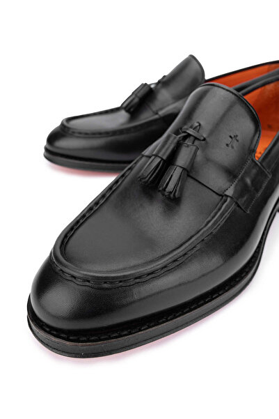 Tamer Tanca Erkek Hakiki Deri Siyah Loafer Ayakkabı