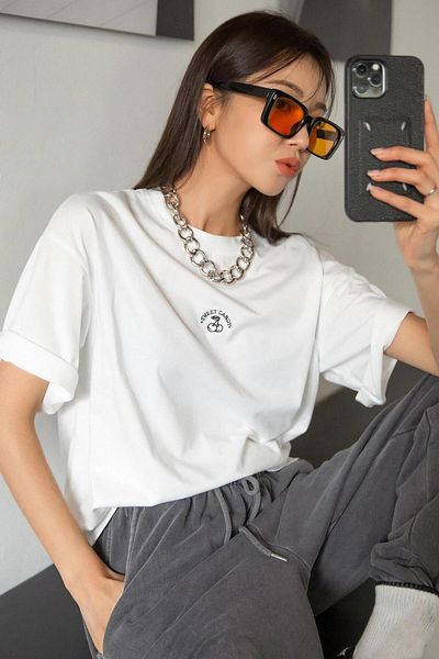 Teenage Millionaire Солодкі цукерки вишиті білі негабаритні футболки Salas Boyfriend жіночі футболки