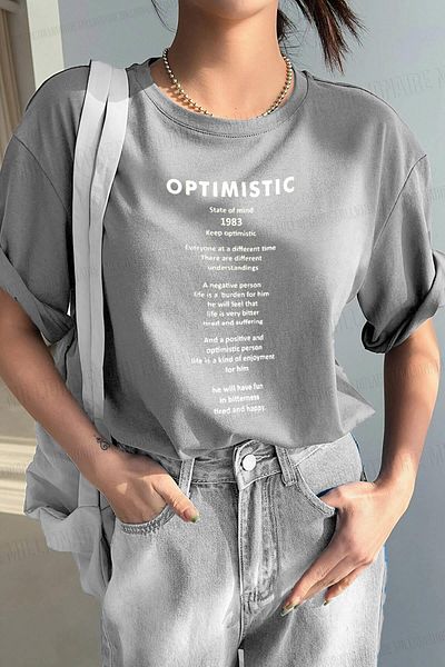 Teenage Millionaire Γυναικείο μπλουζάκι Optimistic Grey Oversize Salas Boyfriend