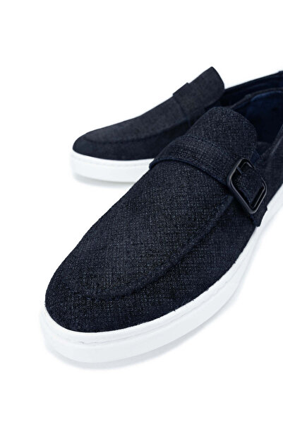 Tamer Tanca Men's Genuine Leather Navy Blue Casual Shoes