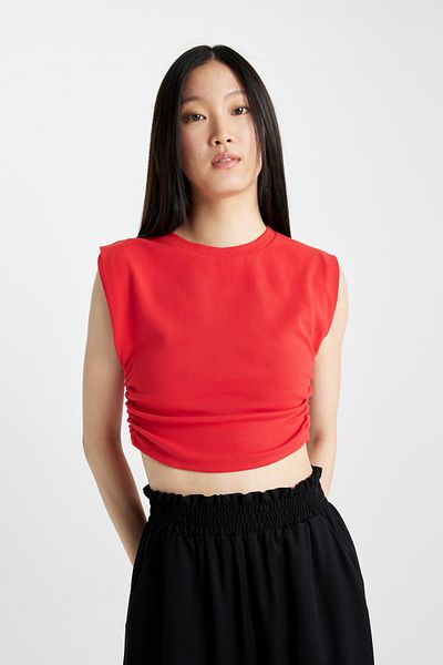DeFacto Slim Fit Slim Fit Crew Neck Basic Plain Sleeveless Red T-Shirt A9420Ax24Sp