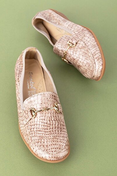 Gondol Kadın Hakiki Deri Anatomik Taban Lastikli Babet Ell.7085