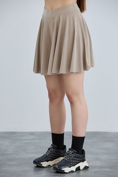 YUSUF CAN KARATAŞ KARATAŞ GİYİM Mink Flared Sandy Fabric - Flounced Shorts Φούστα, Ελαστική μέση