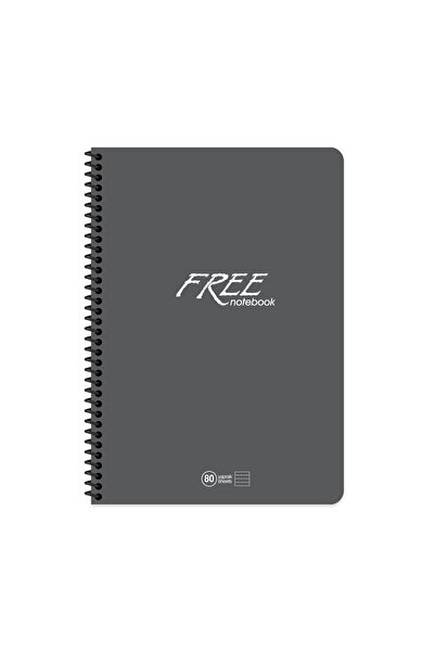 KESKİN COLOR Free Spiralli Koyu Gri Plastik Kapak 80 Yaprak A4 Kareli Defter