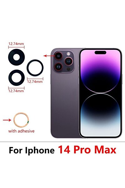 indirimplus iphone 14 Pro Max Arka Kamera Camı Lens Yapışkanlı 3 Lü (KAMERA K...