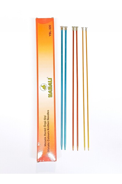 ATMACA TUHAFİYE Yabalı Renkli Örgü Şiş Seti Metal 35 Cm Şiş Seti (2,5-3-3,5No) 3 Adet Örgü Şişi