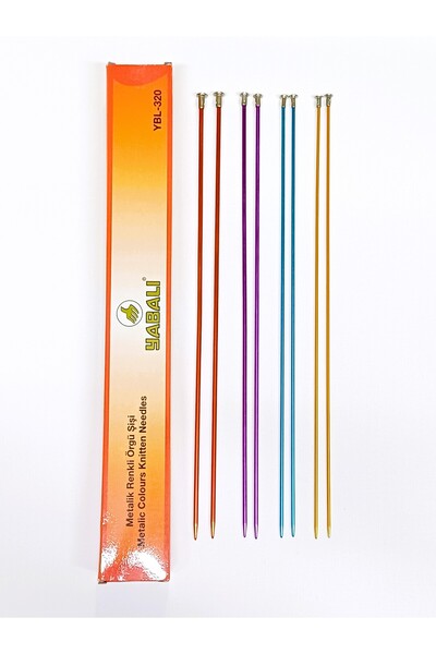 ATMACA TUHAFİYE Yabalı Renkli Örgü Şiş Seti Metal 35 Cm Şiş Seti (2,5-3-3,5-4No) 4 Adet Örgü Şişi