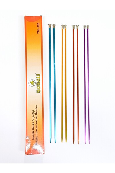 ATMACA TUHAFİYE Yabalı Renkli Örgü Şiş Seti Metal 35 Cm Şiş Seti (3,5-4-4,5-5...