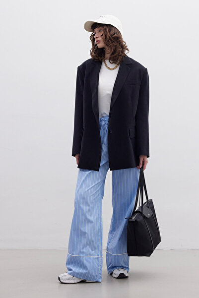 Manuka ÇİZGİLİ RAHAT PANTOLON MAVİ