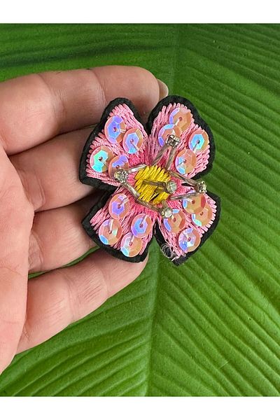 Gönülden Tasarım Accesoriu de îmbrăcăminte cu paiete cu model de flori roz - 5x5 CM