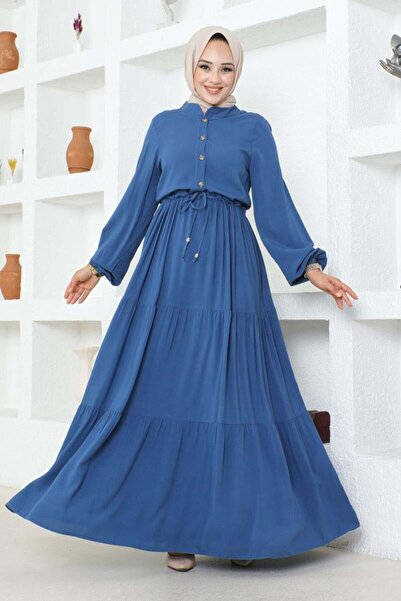 SGS Φόρεμα από βισκόζη - Δαντέλα στη μέση, ΙΝΔΙΓΟ