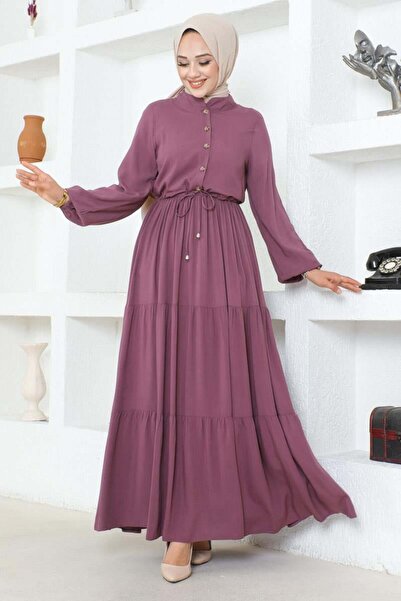 SGS Viscose Dress - Lace-up Waist, LILA