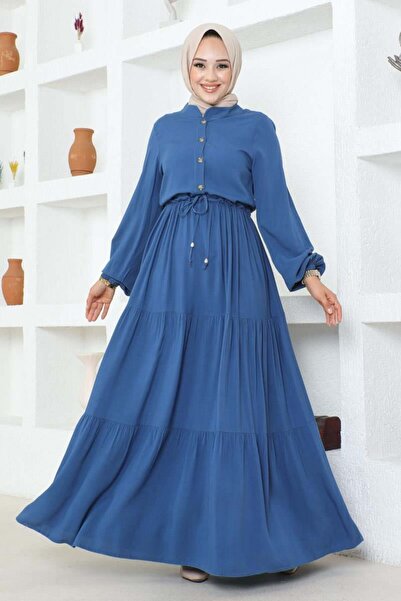 SGS Φόρεμα από βισκόζη - Δαντέλα στη μέση, ΙΝΔΙΓΟ