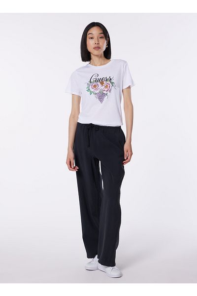 Guess Tricou alb pentru femei cu gât crew - W4GI49K9SN1-G011