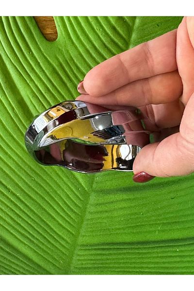 Gönülden Tasarım 7 Pairs of Comfortable Mica Women's Bracelets - Wave Pattern and Mirror