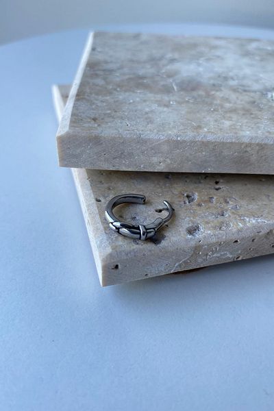 Jaida Moda Gray Vintage Gothic Steel Hoop Earrings - Unisex