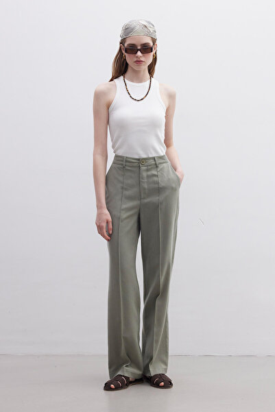 Manuka Green Natural Straight Trousers