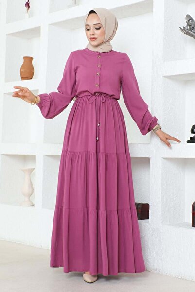 SGS Φόρεμα από βισκόζη Dusty Rose - Δαντέλα στη μέση