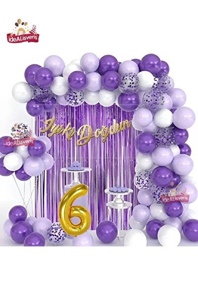 BKMC PARTY Luxury Purple Lilac White Gold Age Foiled Birthday Balloon Chain Set