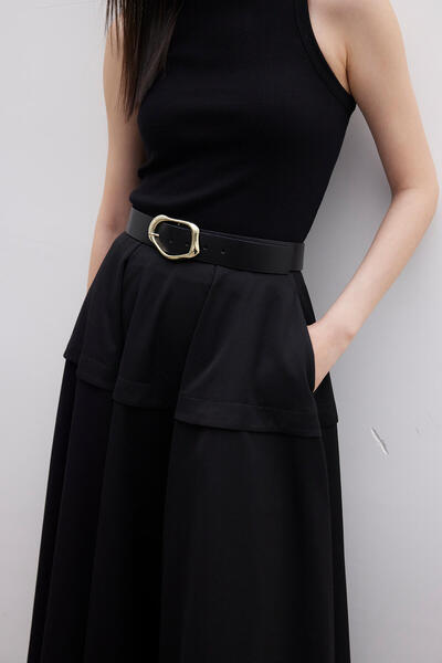 Manuka Black Flounce Design Skirt