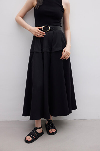 Manuka Black Flounce Design Skirt