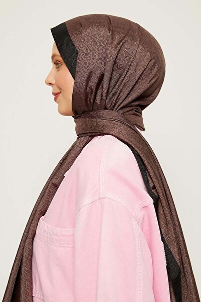 Levidor Kahve Halka Desen Monogram Şal
