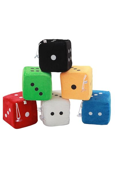 Miajima 2 Pieces of Plush Game Dice - Okey and Backgammon Dice, Suction Cup
