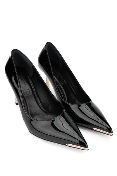 Tamer Tanca Vegan Women's Black Patent Leather Heeled Shoes