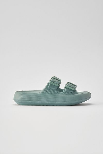 OZYO Lily Blue - Double Striped Eva Platform Daily Summer Beach Slippers