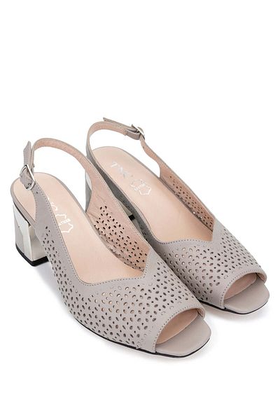 Tamer Tanca Genuine Leather Women's Mink Heeled Sandals